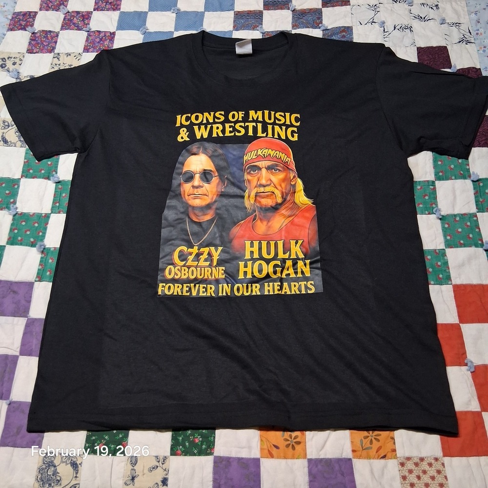 Hulk Hogan Ozzy Osbourne Homage Rememberance T Shirt Size Large